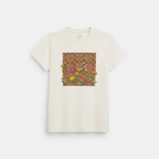 【COACH蔻馳官方直營】棉質花園花卉經典LogoT恤-白色(CQ777)