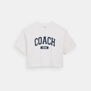 【COACH蔻馳官方直營】VARSITY元素短版棉質T恤-白色(CQ843)