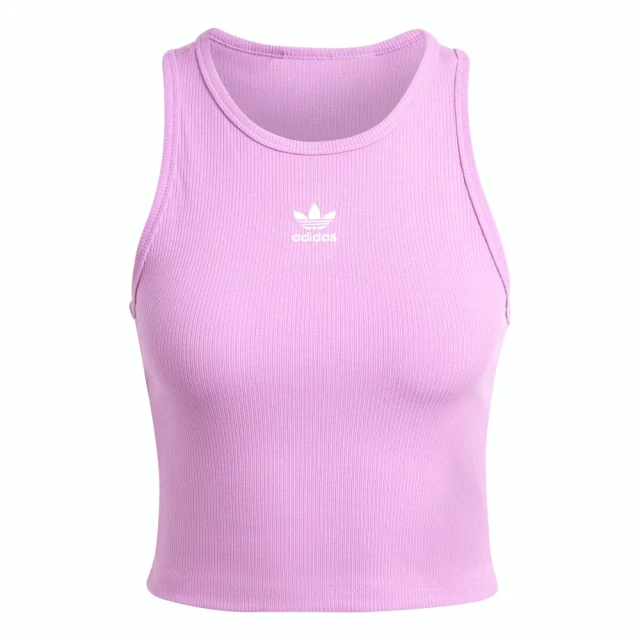 adidas 愛迪達 ESS RIB Tank 女 背心 運動 休閒 三葉草 羅紋 修身 流行 粉紫(IY9651)