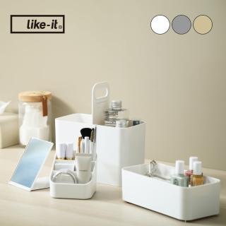 【like-it】日本製大容量手提式雙層收納箱(附化妝鏡)