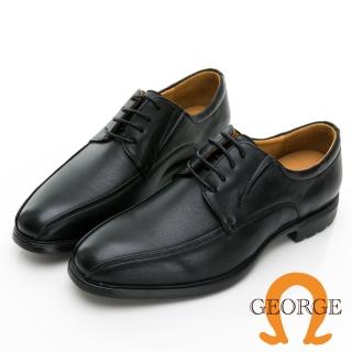 【GEORGE 喬治皮鞋】真皮小方頭繫帶商務機能紳士鞋 -黑 415011CZ10