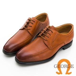 【GEORGE 喬治皮鞋】真皮小方頭繫帶商務機能紳士鞋 -棕 415011CZ24