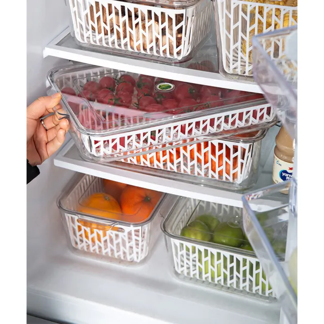 冰透瀝水保鮮收納盒-窄高款(雞蛋盒/水果盒/冷凍盒)