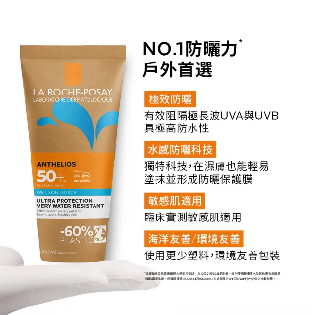 【理膚寶水】全新上市防水防曬雙入組★安得利水感防曬乳 200ml SPF50+ _A(戶外防曬/海洋友善)