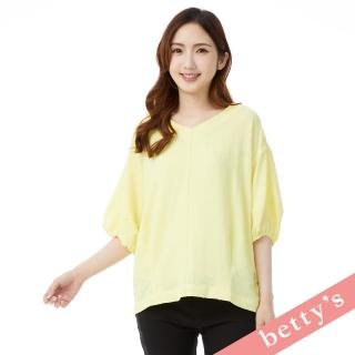 【betty’s 貝蒂思】刷破花花V領泡泡袖上衣(淺黃)