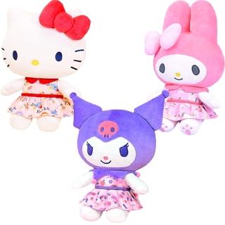 【TDL】凱蒂貓HELLOKITTY 美樂蒂 酷洛米絨毛娃娃玩偶抱枕花卉款 889594/88896(生日禮物 聖誕節)