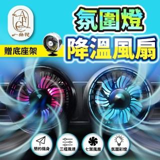 【一朵花汽車百貨】氛圍燈降溫風扇 車用風扇 氛圍燈風扇 迷你風扇 出風口風扇 直立風扇 USB風扇 車載風扇