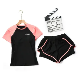 【SWIMFLOW】韓版簍空心機款兩件式泳裝(韓版泳衣 泳裝 女生泳衣 黑色顯瘦 遮肚子 衝浪泳衣 游泳泳衣)