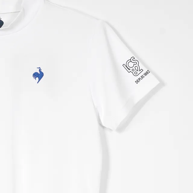 【LE COQ SPORTIF 公雞】高爾夫系列 女款白色簡約不對稱運動高機能短袖棉衫 QLT2J211