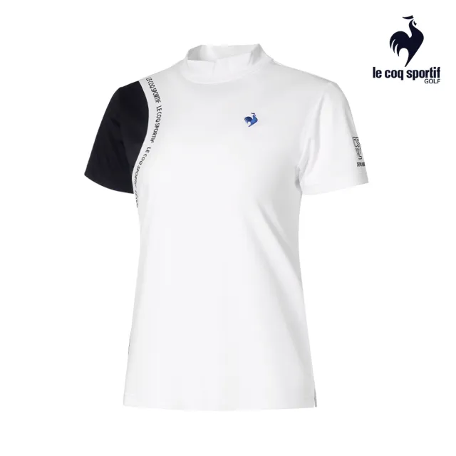 【LE COQ SPORTIF 公雞】高爾夫系列 女款白色簡約不對稱運動高機能短袖棉衫 QLT2J211