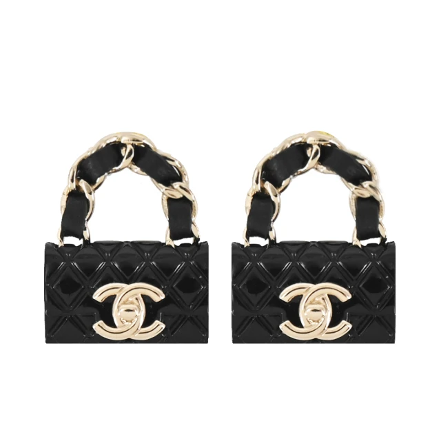 CHANEL 香奈兒 經典琺瑯雙C LOGO刻紋愛心造型耳環