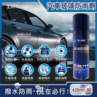 【狼盒WOLFBOX】奈米科技防炫光清晰透亮汽車玻璃鏡片防雨霧劑420ml/大紫罐(安全帽後照鏡眼鏡遊艇玻璃精)