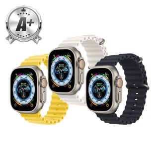 【Apple】A+ 級福利品 Apple Watch Ultra LTE 鈦金屬錶殼(副廠配件/海洋錶帶顏色隨機)