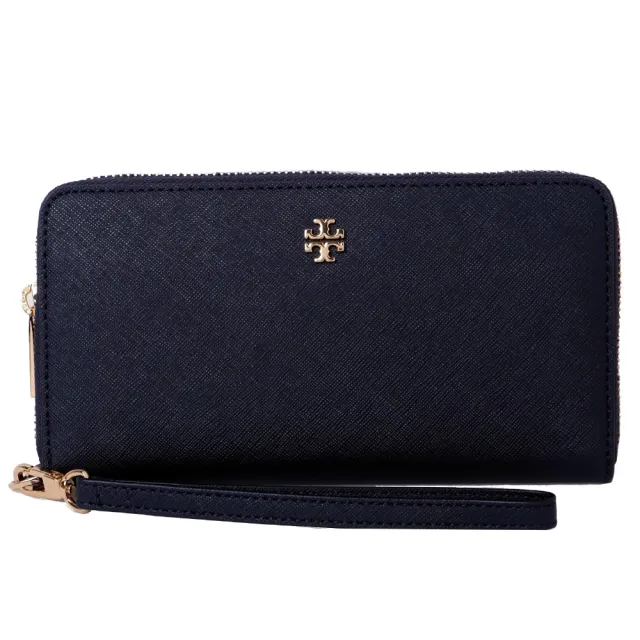 【TORY BURCH】TB EMERSON 經典立體LOGO防刮皮革拉鍊長夾(多色任選)