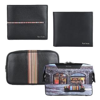 【Paul Smith】PAUL SMITH簽名燙金LOGO牛皮短夾/手拿包(款式任選)
