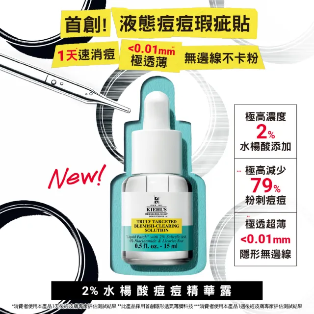 【契爾氏】官方直營 睡前妝前早晚去痘組(Kiehl’s /痘痘凝膠60ml+痘痘精華15ml)