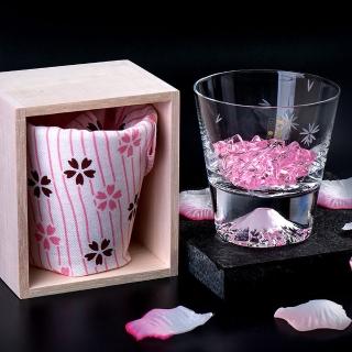 【田島硝子】日本職人手工吹製 富士山杯 櫻花限量款 威士忌杯 隨飲料變色 酒杯(TG16-015-RS)