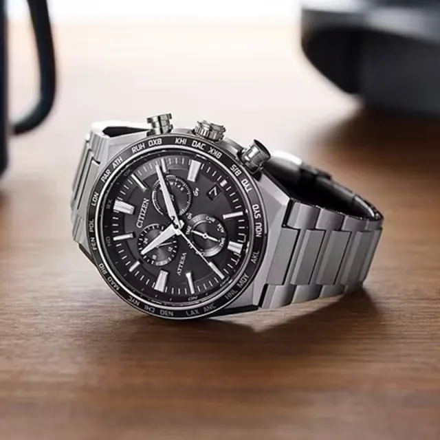 【CITIZEN 星辰】GENTS 光動能 鈦 電波對時 計時男錶 父親節 送禮 禮物推薦(CB5966-69E)