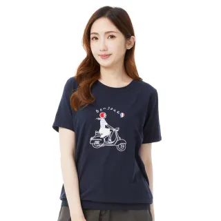 【betty’s 貝蒂思】騎車女孩刺繡短袖T-shirt(深藍色)