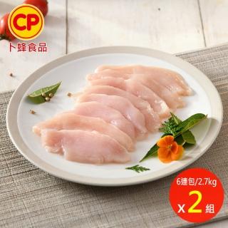 【卜蜂】急凍生鮮 去皮清雞胸肉-切片 真空6連包x2組(2.7kg/組_團購.家常料理.簡餐主食.露營燒烤)