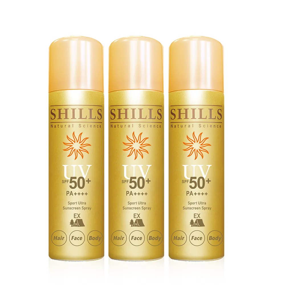 【SHILLS 舒兒絲】很耐曬超清爽亮白防曬冰鎮噴霧SPF50+PA++++日本金3入(防曬噴霧/極限戶外)