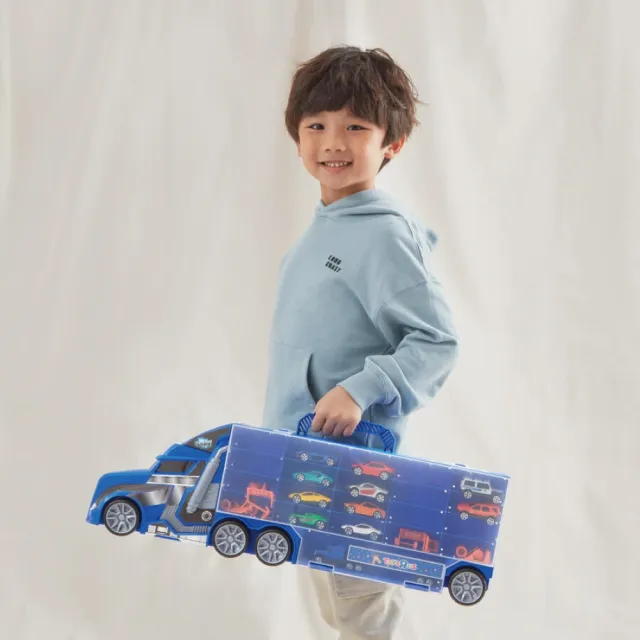 【ToysRUs 玩具反斗城】Speed City極速城市 運輸車-含11台車 藍色