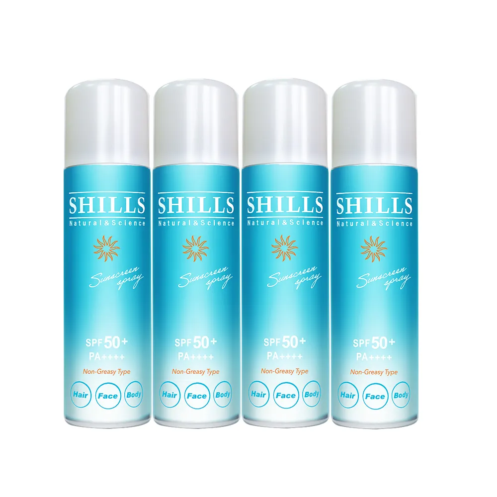 【SHILLS 舒兒絲】很耐曬超清爽零油感防曬冰鎮噴霧SPF50+ PA++++日本藍4入組(防曬噴霧/小明星大跟班推薦)