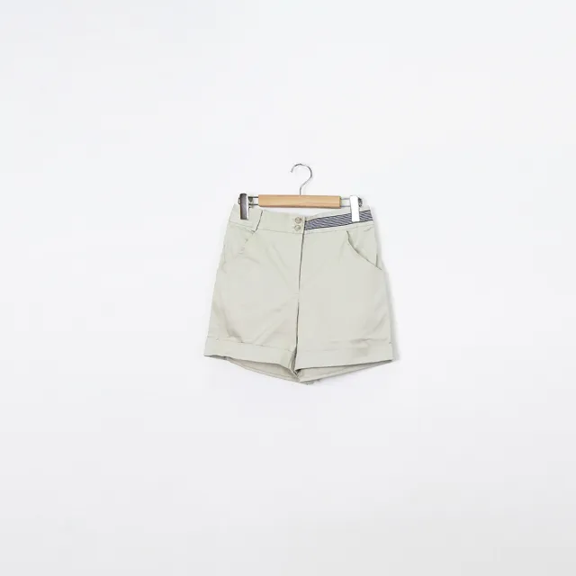 【CUMAR】單邊織帶設計口袋短褲(綠 卡)