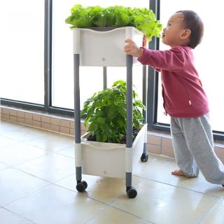【品屋】兩層種菜盆架帶輪(種菜架 花盆架 植物架 種植架 花架 園藝架)