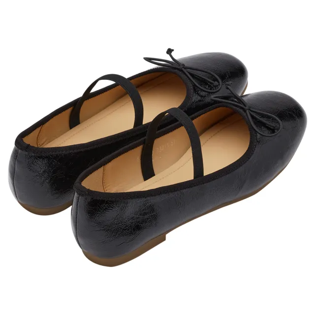 【Grace Gift】HEALER聯名-法式蝴蝶結芭蕾舞平底娃娃鞋(黑)