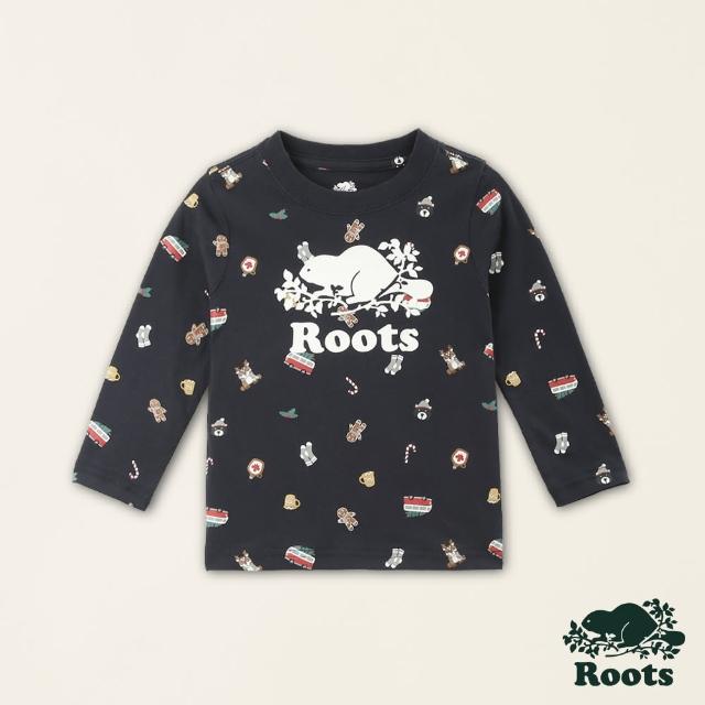 【Roots】Roots 小童-經典傳承系列 印花長袖上衣(軍藍色)