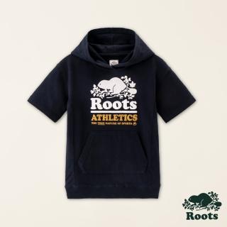 【Roots】Roots小童-#Roots50系列 海狸LOGO有機棉連帽洋裝(軍藍色)