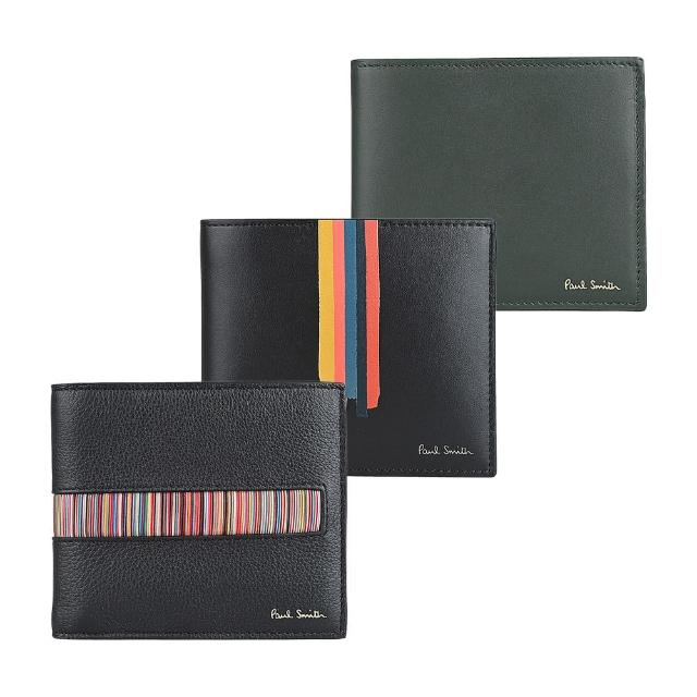 【Paul Smith】PAUL SMIT經典燙印LOGO小牛皮8卡短夾(款式任選)