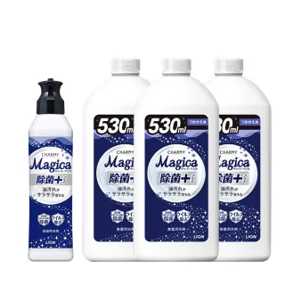 【LION 獅王】小資4入組 Charmy Magica 除菌+系列洗碗精_清新柑橘香(220ml*1 + 530ml*3)