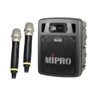 【MIPRO】MA-300D配2手握麥克風ACT-58H(雙頻道迷你無線擴音機)