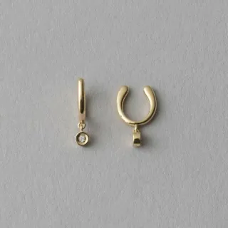 【ete】K10YG Simplify 極簡鑽石Ｃ型夾式耳環(金色)