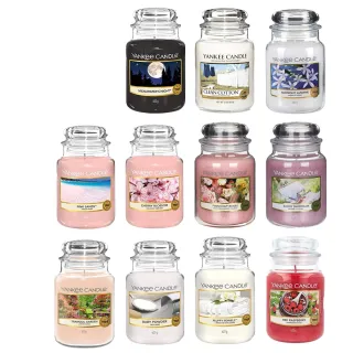 【YANKEE CANDLE】香氛蠟燭 623g(多款任選/平行輸入/仲夏之夜/夜半茉莉/清爽棉/粉紅沙/櫻花香氛)