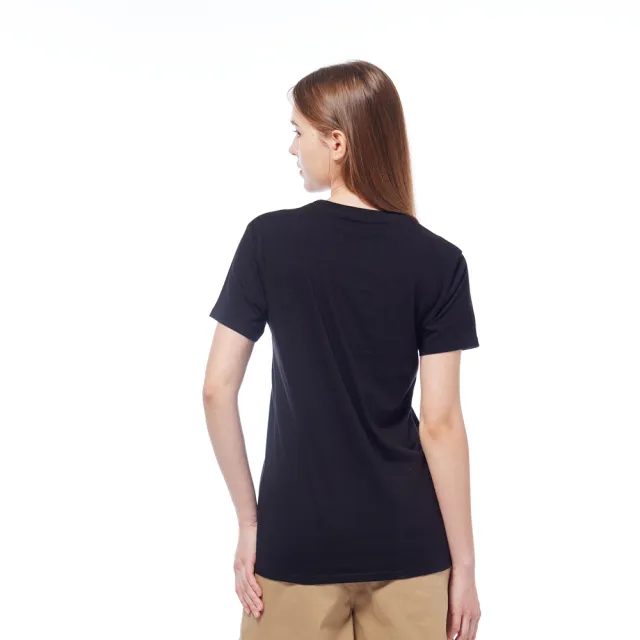 【JEEP】女裝 經典車頭燈LOGO印花短袖T恤(黑色)