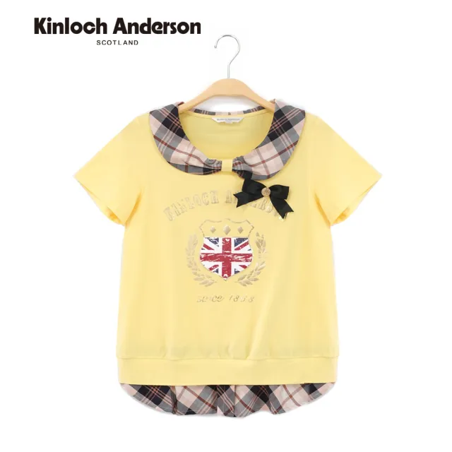 【Kinloch Anderson】扭結領學院風設計短袖上衣 金安德森女裝(KA0485305 黃/藍)