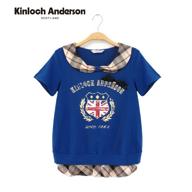 【Kinloch Anderson】扭結領學院風設計短袖上衣 金安德森女裝(KA0485305 黃/藍)