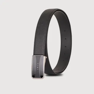 【VOVA 沃汎】台灣總代理 商務型男鏡面造型釘扣式皮帶-銀色(VA018-005-SNK)