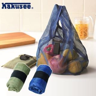【KAKUSEE】MESH好收納可折疊多用途環保袋 購物袋 手提袋 便當袋(附束帶 多功能 萬用 露營風 2色可選)