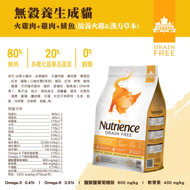 【Nutrience 紐崔斯】無穀養生系列全齡貓寵糧/1.13kg(成貓飼料、全齡貓飼料、高含肉量、WDJ)
