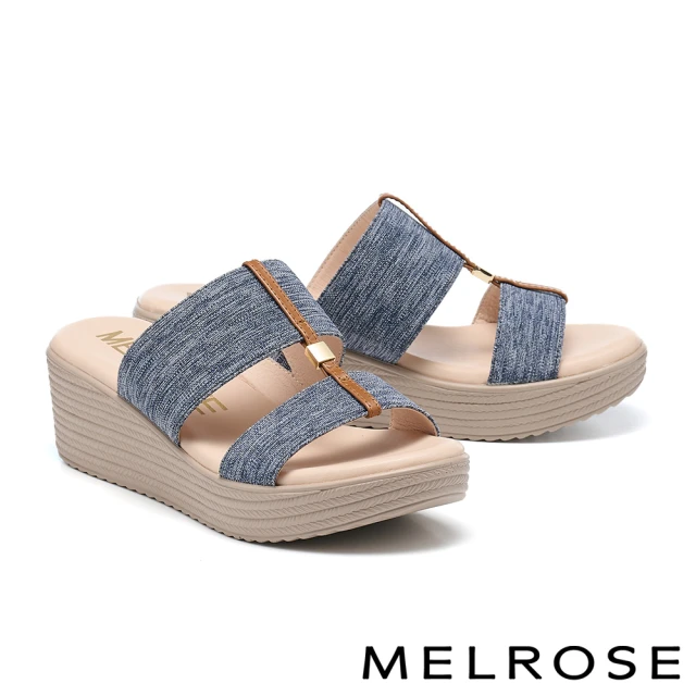 MELROSE 美樂斯 夏日輕旅 豔夏圓鑽釦花布輕量厚底拖鞋