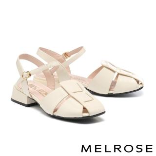 【MELROSE】美樂斯 氣質編織全真皮方頭低跟鞋(白)