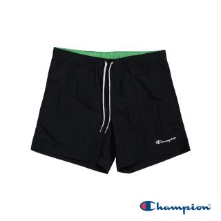 【Champion】官方直營-經典草寫LOGO印花速乾海灘褲-男(黑色)