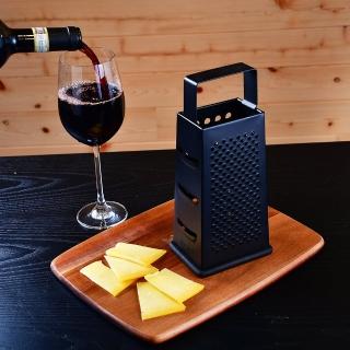 【YU Living 信歐傢居】北歐風廚房刨絲器二件組(黑色/四面四種用途/料理用具)