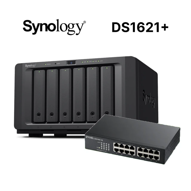 Synology 群暉科技 搭 16埠 網路交換器 ★ DS1621+ 6Bay NAS 網路儲存伺服器