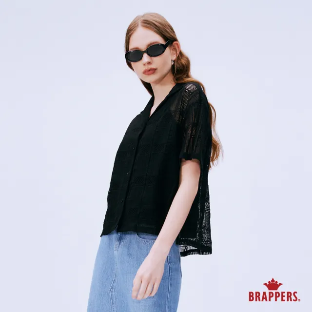 【BRAPPERS】女款 鏤空蕾絲雕花襯衫(黑)