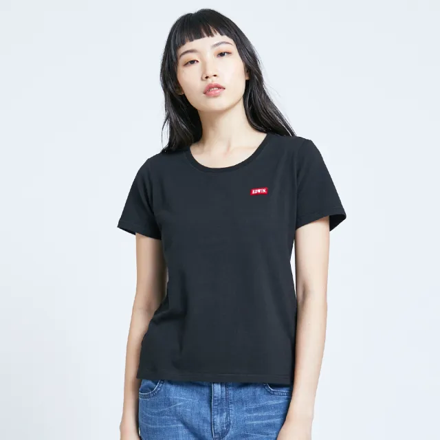 【EDWIN】女裝 第七代基本LOGO短袖T恤(黑色)